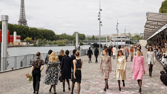 Models walk the runway during the Chanel Haute Couture Fall/Winter 2023/2024 show at Paris Fashion Week. Picture: Getty Images