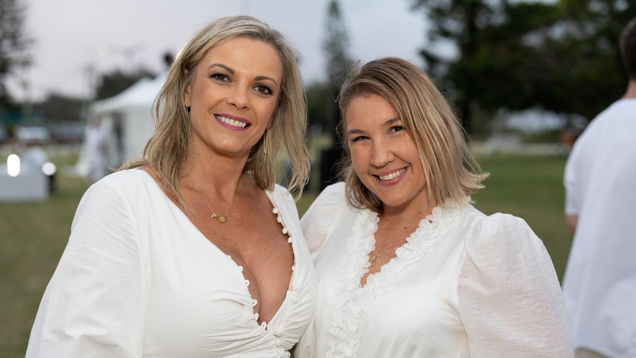 Katie Vaughan and Kara Naylor. The Pulse for DÃ&#131;Â®ner en Blanc Gold Coast at Broadbeach Park on April 22, 2023. Picture: Celeste Humphrey