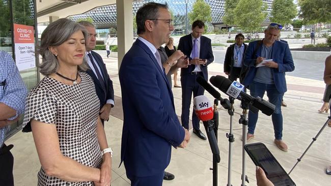 Premier Steven Marshall at a press conference to announce new SA coronavirus cases. Picture: 9 News