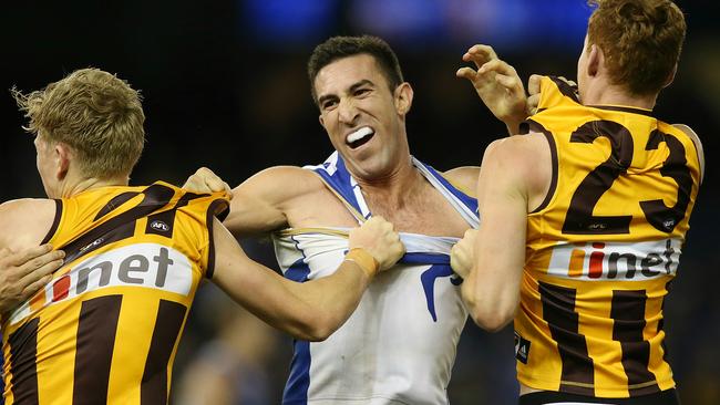 Michael Firrito took on anyone who was interested in a scuffle. Picture: Wayne Ludbey