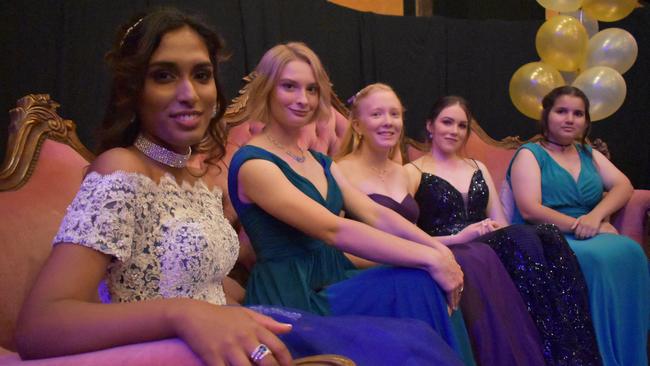 Mackenzie Pillay, Caitlyn Milner, Ashleigh Cairns, Aleisha Wright and Cecilia-Lee Smith at the Mackay State High School formal at the MECC, on Wednesday November 18. Picture: Zizi Averill