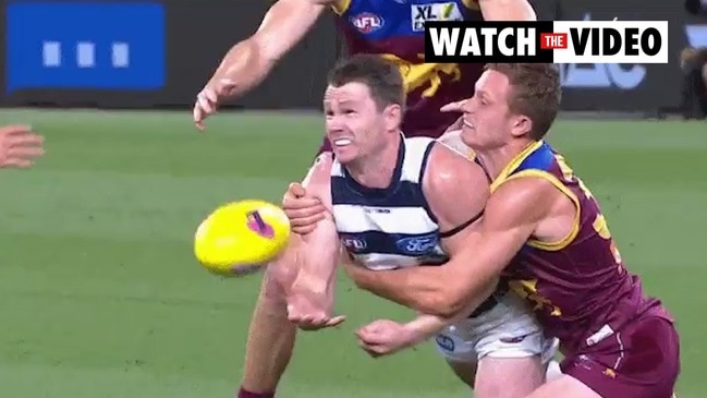 Unhappy crowd after Patrick Dangerfield replay at the Gabba