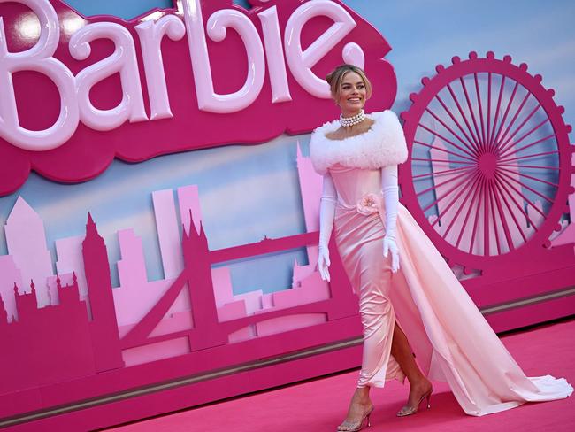 Australian star Margot Robbie poses on the pink carpet upon arrival for the European premiere of Barbie in central London. Picture: AFP