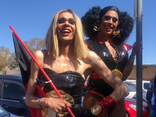 Indigenous drag queens Jojo Zaho and Felicia Foxx.