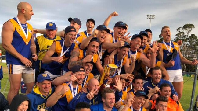 Deer Park celebrates its seventh consecutive WRFL Division 1 flag in 2019. Picture: Deer Park Facebook