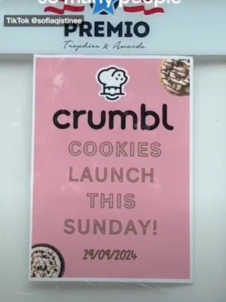 The group behind the pop up claimed they ‘never claimed’ to be an official Crumbl store. Picture: TikTok/@sofiaqistinee.