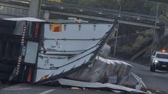 A truck driver was injured in a rollover that blocked the Bruce Hwy at the Alice St on-ramp in Maryborough on October 12. Picture: Contributed