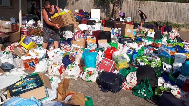 The Coldstream CFA carpark was filled with donations.