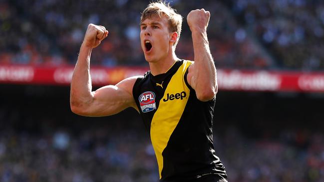 Tom Lynch celebrates a goal during the Grand Final. Picture: Getty Images