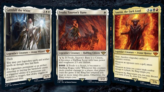 Cards from the<i> Magic: The Gathering</i><i> Lord of the Rings: Tales from Middle Eart</i><i>h</i> set. Picture: Wizards of the Coast