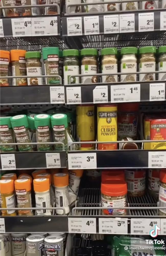 You could end up paying more than three times the price in the spices section for the same product. Picture: TikTok/Queenie Tan.