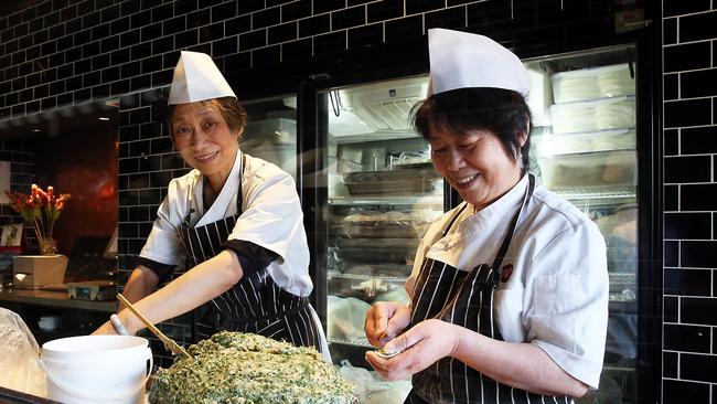 Dumpling and Moon cake makers (L-R) Ya Fang Zhou and Manager Yin Feng Jiao in the New Shanghai dumpling making workshop. Picture: Jane Dempster.