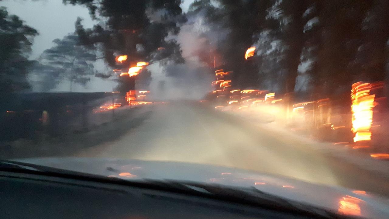 Driving though Charleston on Saturday as the bushfires started in Cudlee Creek. Picture: Supplied