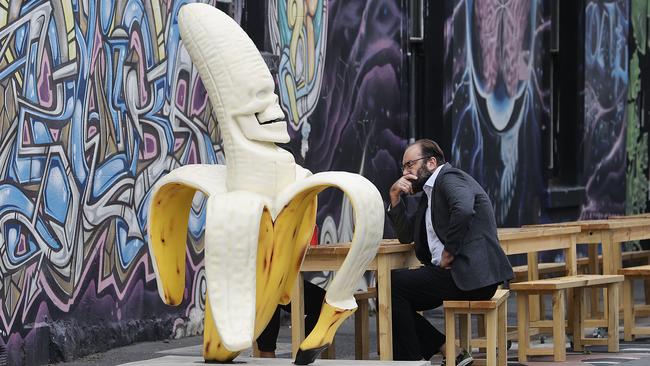 The City of Yarra splashed $22,000 on the menacing big banana sculpture. Picture: Alex Coppel