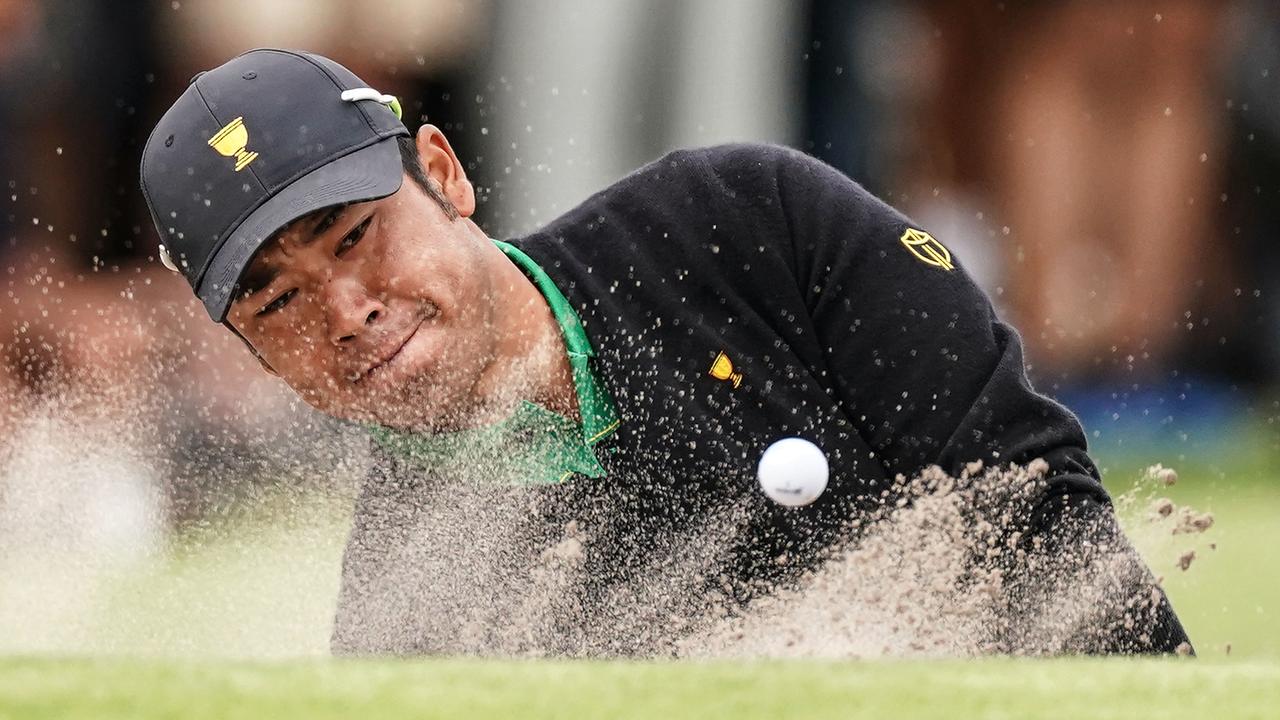 Hideki Matsuyama had a bad collapse on the final day of the Presidents Cup. (AAP Image/Scott Barbour)