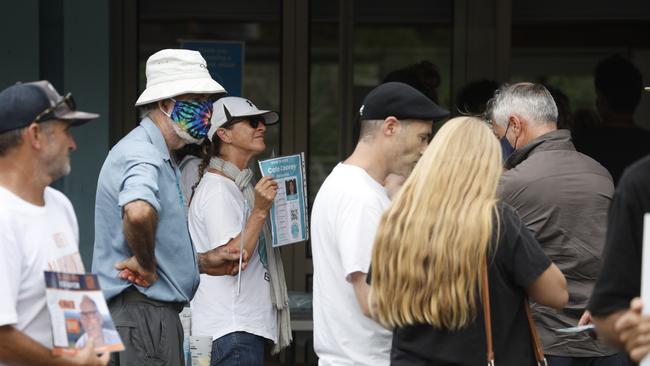 The entrance to the polling booths St John’s Multi Purpose Centre in Mullumbimby on Saturday. Picture: Liana Boss