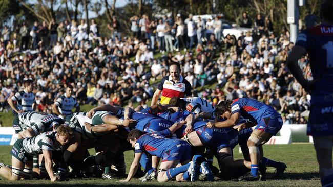 Manly take on Warringah in front of a big crowd at Rat Park. Picture: Karen Watson