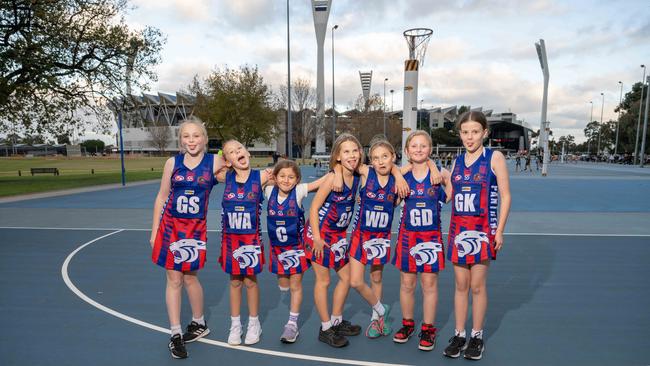 Bell Post Hill under-11 netball team pull their funniest faces.