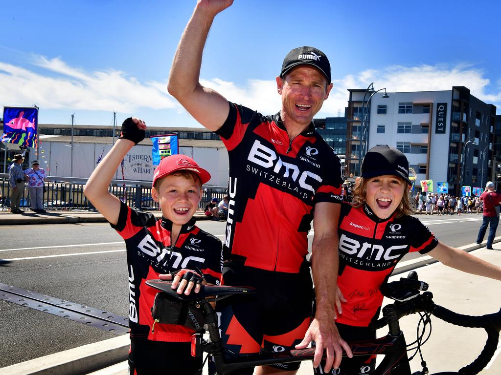 Eljay, 8, Jason and Conor Branson, 11, at Port Adelaide. Picture: Bianca De Marchi