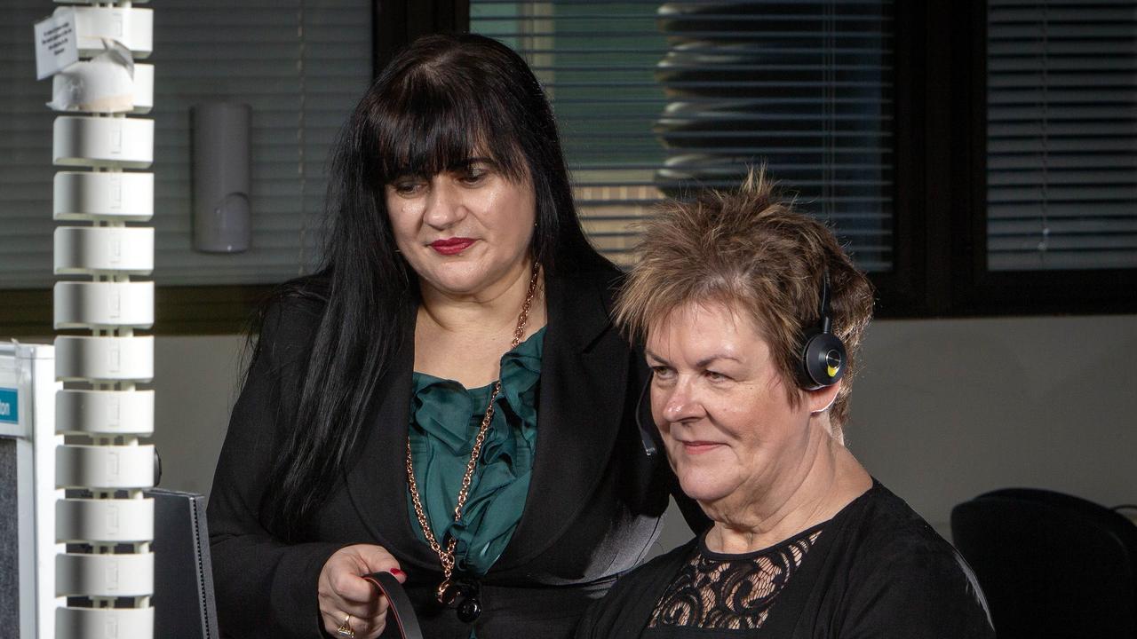 Child Protection Report Line supervisors Marisa Gentilcore and Tiina Mannik inside the call centre. Picture: NCA NewsWIRE/Emma Brasier