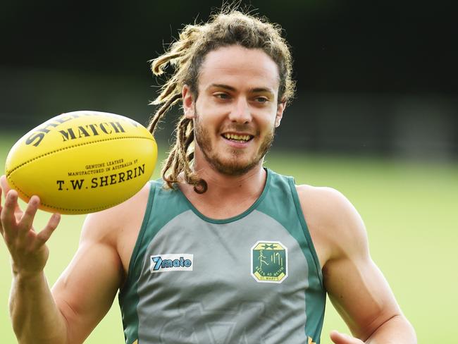 St Marys player Jackson Geary at training in the lead up to this weekends grand final against Wanderers.