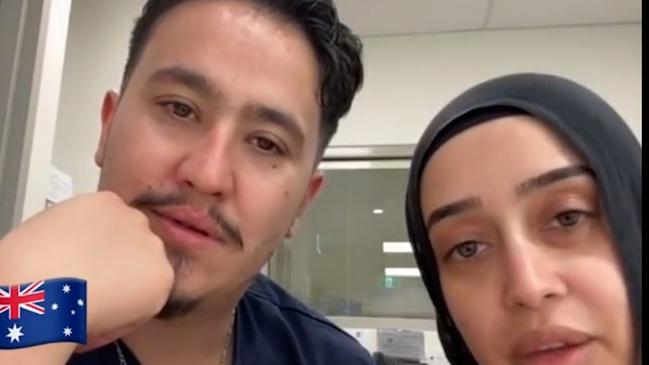 NSW government officials are investigating after a Rashad Nadir and Sarah Abu Lebdeh wearing their NSW Health uniforms were filmed declaring they refuse to treat Israeli people and would “kill them” if they present to their ward.