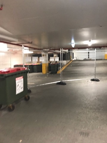 Parts of the carpark are fenced off.