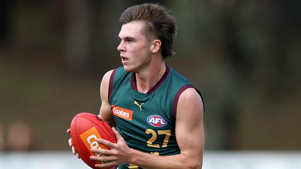 Tasmanian No.2 pick Colby McKercher says he is unlikely to want to leave North Melbourne after being drafted to the Kangaroos. Picture: Jonathan DiMaggio / Getty Images