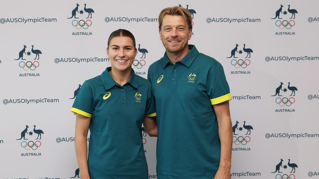 Matildas captain Steph Catley and head coach Tony Gustavsson are pumped for the Olympics. (Photo by Matt King/Getty Images)