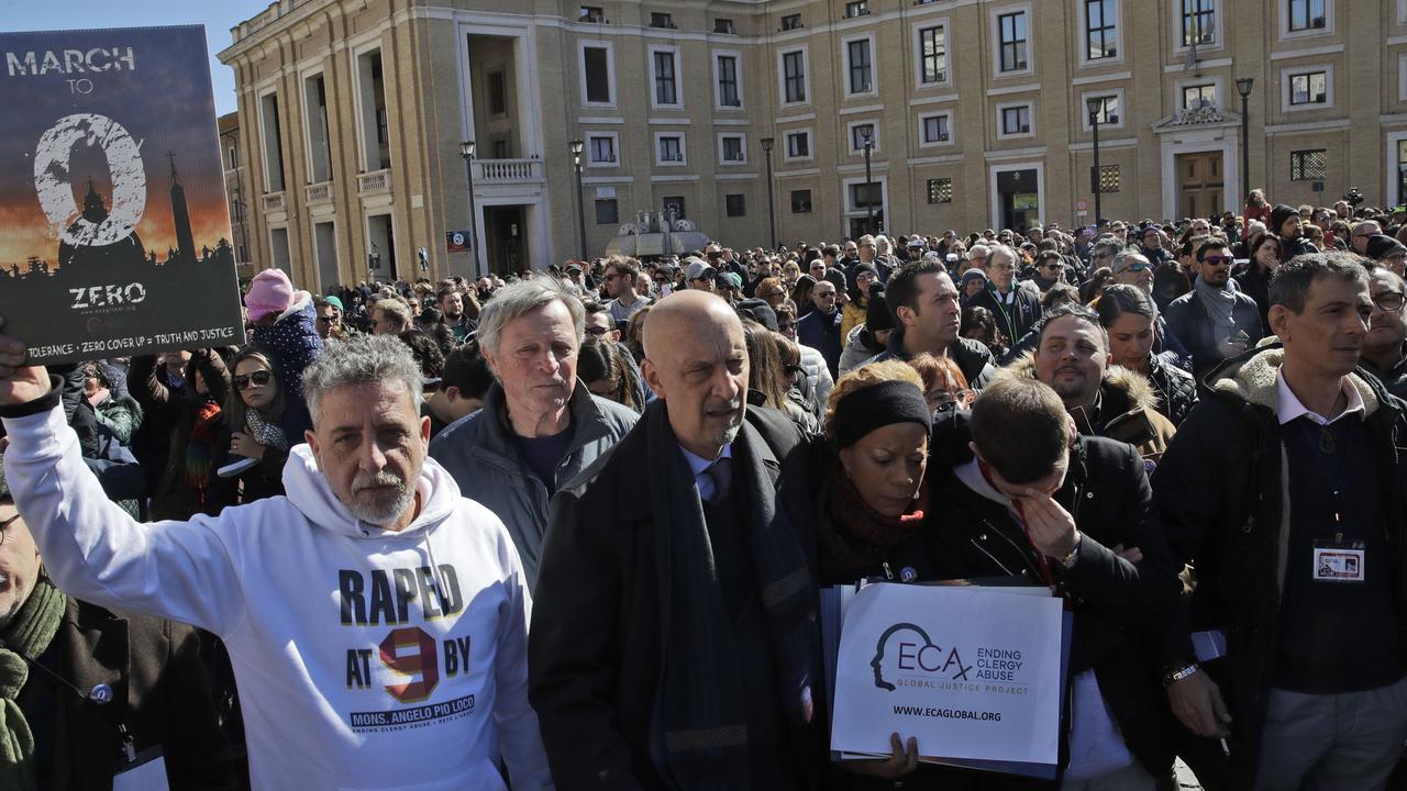 Sex abuse survivors and members of ECA (Ending Clergy Abuse) slammed the speech. Picture: AP Photo/Alessandra Tarantino