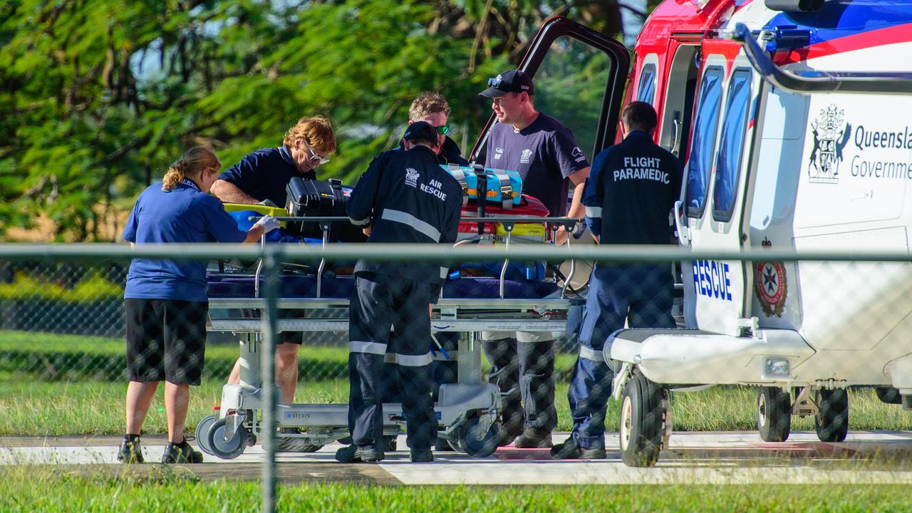 Patients being airlifted to and from Ayr Hospital via the CQ and Townsville Rescue helicopters. Picture : NewsWire / Scott Radford-Chisholm