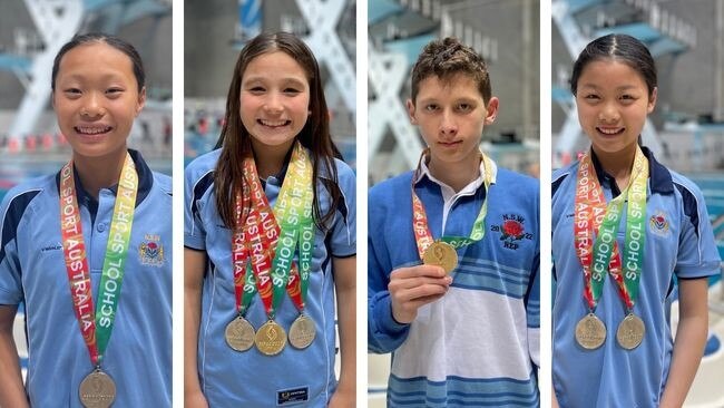 Some of the young swimmers who made their mark at the recent schools championships.