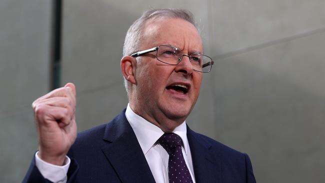 Anthony Albanese at a press conference at Parliament House in Canberra. Picture: NCA NewsWire / Gary Ramage