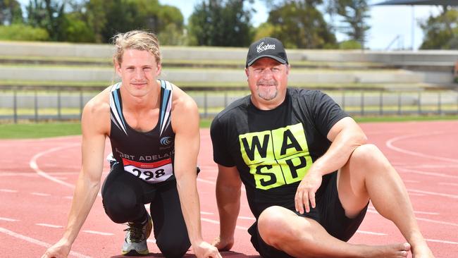 Bay Sheffield hopeful Lachlan Sheffield and his father, Charles, a Bay Sheffield runner-up. Picture: AAP Image/ Keryn Stevens.