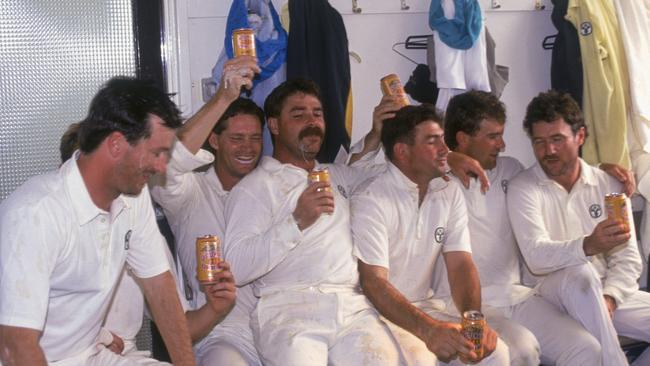 The ‘worst Australian team to tour the UK’ celebrate their victory at Headingley.