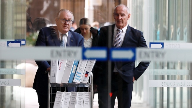 Dawson emerged from the New South Wales Supreme Court on Monday, remaining silent to the media pack waiting out the front. Picture: Jane Dempster/The Australian.