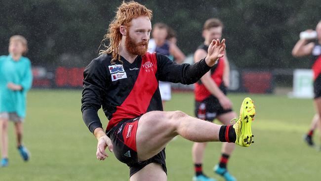 RDFL footy: Riddell v Melton Centrals at Riddell Creek Recreation Reserve. 4th June 2022. Michael Edwards of Riddell in action.Picture : George Sal