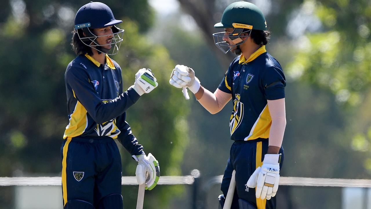 Vihaan Narayana and Aditya Narayana in action for Balwyn. Picture: Andy Brownbill