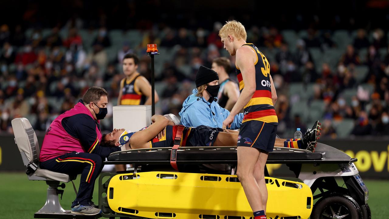 Will Hamill of the Crows comes off injured in the Showdown: Getty Images