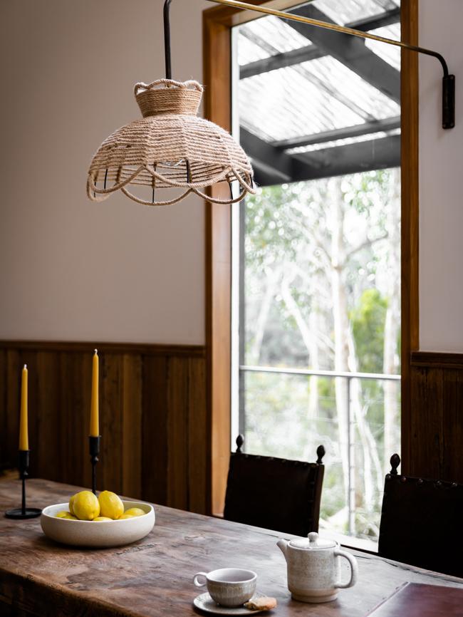 The Voyager’s dining area which features a large rustic dining table which is an original piece from an 18th century French monastery and was sourced from The Jardin Room, in Oatlands. Picture: Supplied.