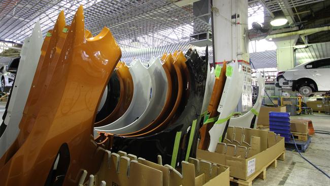 New front fenders waiting to be fitted at HSV Clayton. Picture: Joshua Dowling.