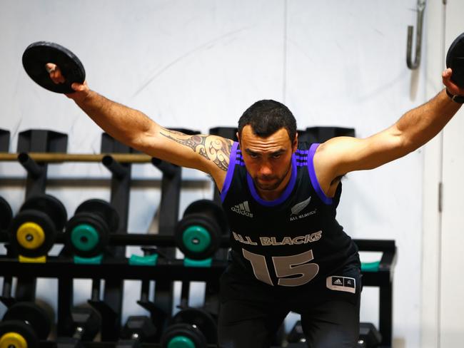 AUCKLAND, NEW ZEALAND - JULY 02: Charlie Ngatai of the All Blacks during a New Zealand All Blacks weight training session at Les Mills on July 2, 2015 in Auckland, New Zealand. (Photo by Phil Walter/Getty Images)