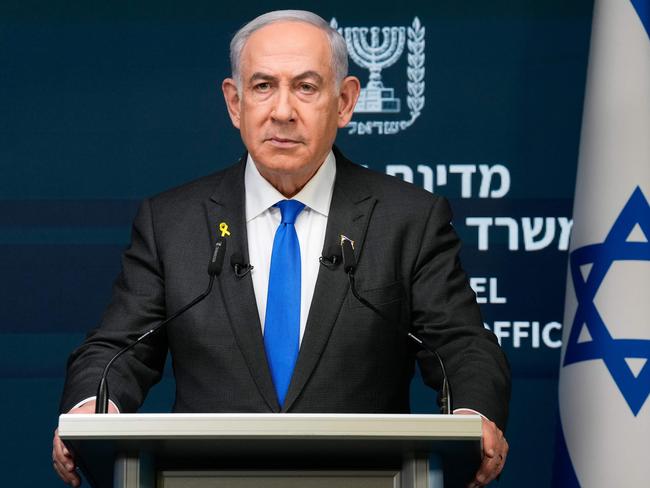 Israeli Prime Minister Benjamin Netanyahu speaks during a news conference in Jerusalem on September 2, 2024. (Photo by Ohad Zwigenberg / POOL / AFP)