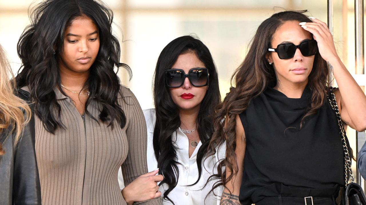 Vanessa Bryant, her daughter Natalia Bryant and close friend Sydney Leroux depart the court house in Los Angeles. Photo by Patrick T. FALLON / AFP.