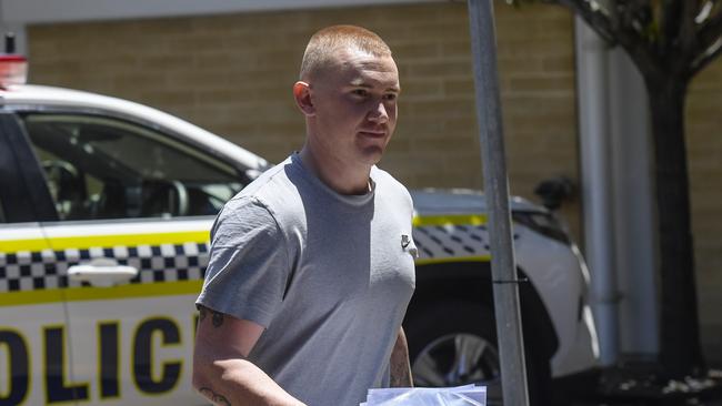 Mason Robbins on bail is seen leaving the Adelaide Magistrates court. Picture: Newswire