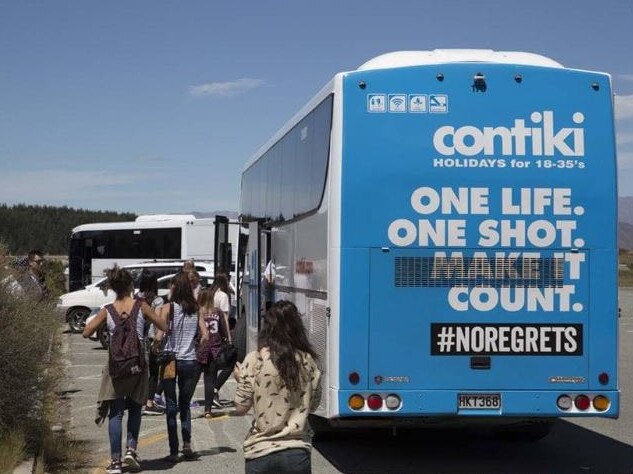 Contiki tour bus. Picture: Contiki