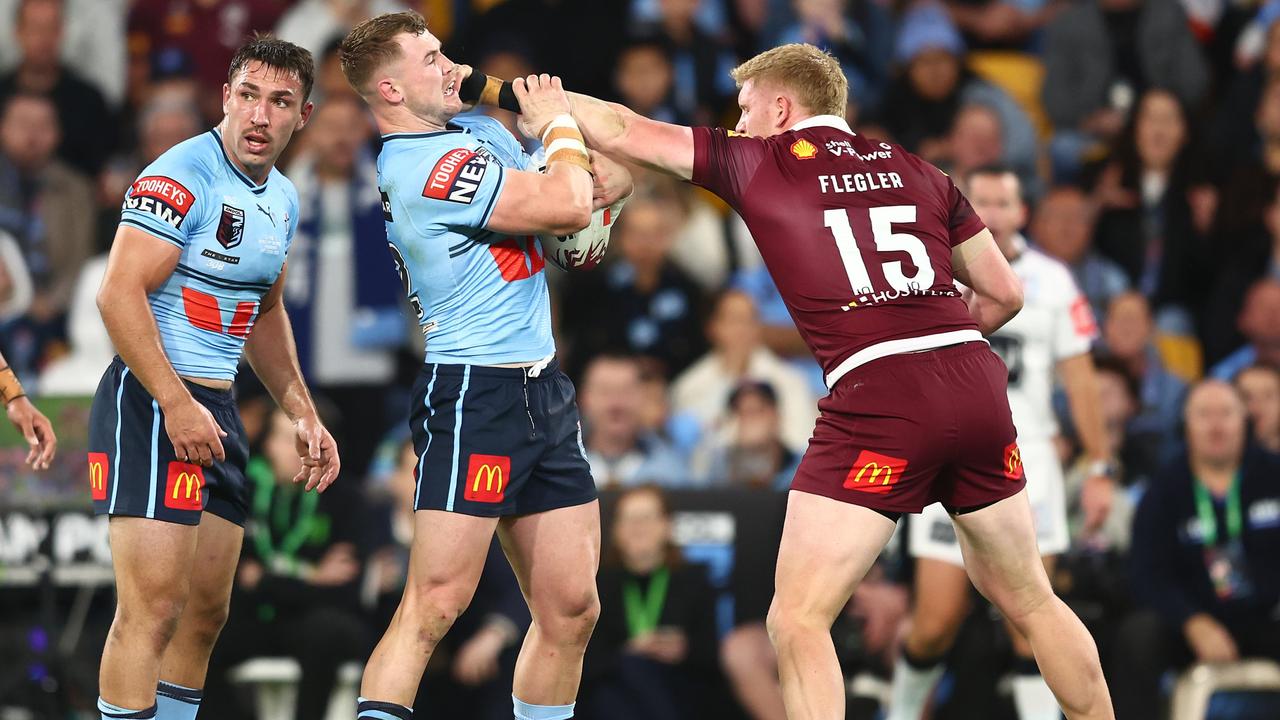 Hudson Young made his Origin debut this year and showed off his fiery side in the first two games. Picture: Chris Hyde/Getty Images