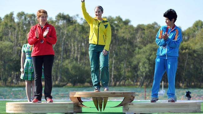 The stunning medal podiums are made from local fallen trees.