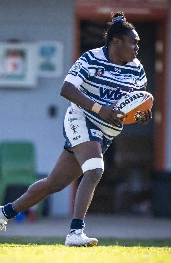 Cassiela Wapau scored three tries for the Darwin Brothers women against Litchfield in Round 10 of the 2024 NRL NT season. Picture: NRL NT