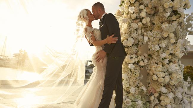 Ellie Gonsalves and Ross Scutts married at La Luna, Gold Coast. Picture: Lauren Schulz